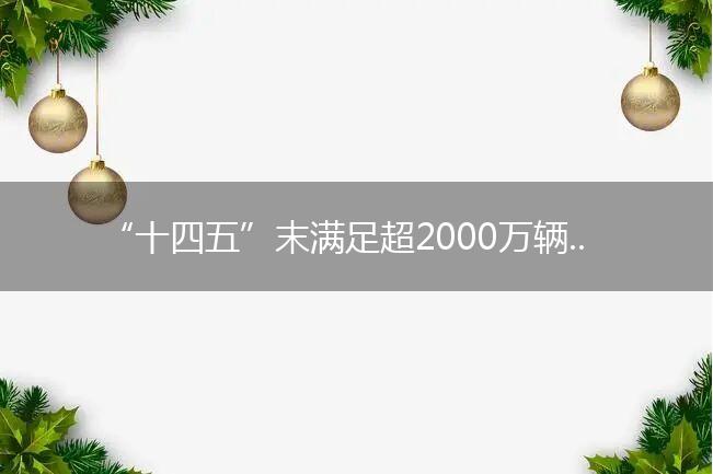 “十四五”末满足超2000万辆电动汽车需求——适度超前建设充电基础设施