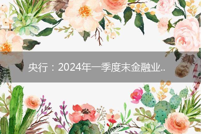 央行：2024年一季度末金融业机构总资产476.49万亿元